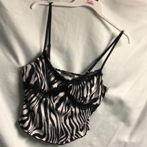 Small Black white zebra striped Shein Tank camisole teddy Lingerie layering top
